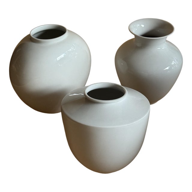 Vintage White Vases by Trude Petri for KPM and Furstenberg Berlin, Germany, 1950s, Set of 3 For Sale