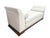 An angelic compact daybed upholstered in a crisp (high-quality) white vinyl, featuring a long loose seat cushion, two...