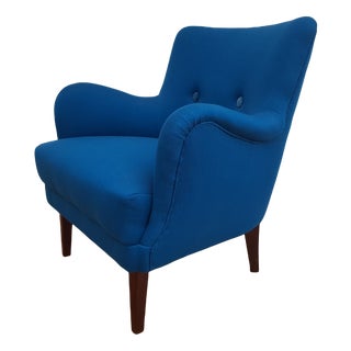 Danish Wool & Beech Armchair, 1970s For Sale