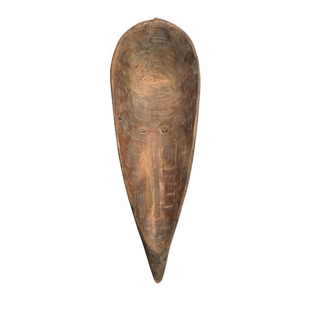 1980s Vintage African Fang Elongated Face Wooden Mask Gabon 22" H For Sale - Image 5 of 5