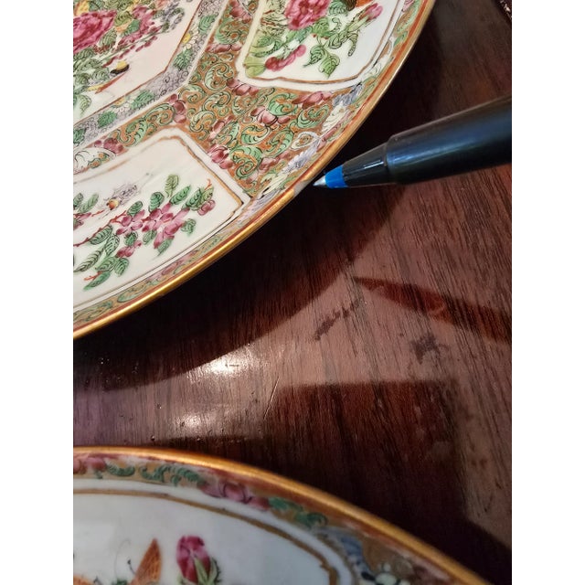 Ceramic Antique Chinese Porcelain Medallion Plates- Set of 6 For Sale - Image 7 of 9