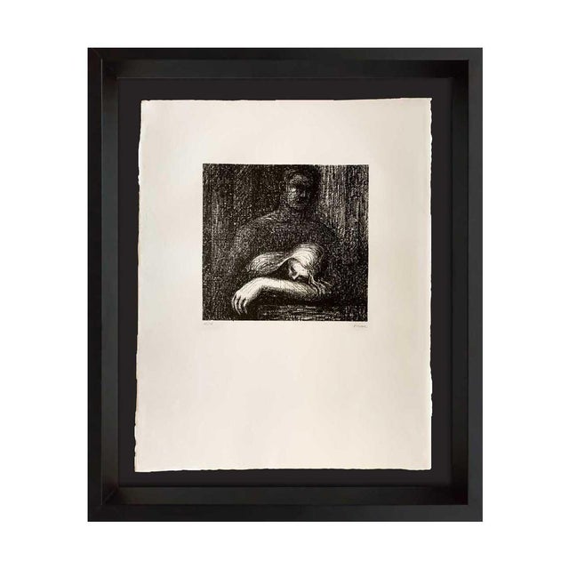 Wood Henry Moore - Hand Signed Lithograph Original" Lullaby Sleeping..." with frame For Sale - Image 7 of 7