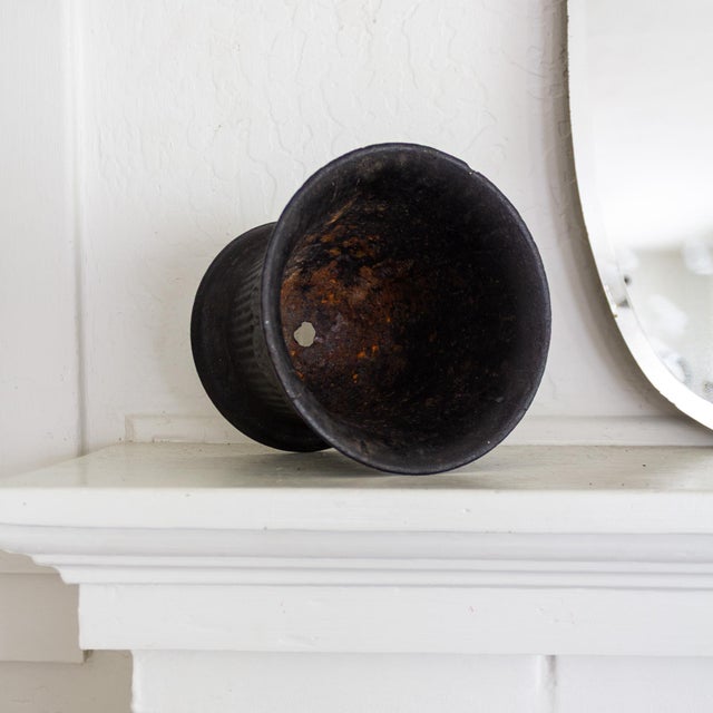 19th Century Black Cast Iron Mortar Jardiniere or Plant Holder For Sale - Image 9 of 11