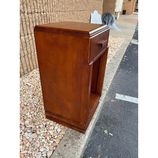 Art Decor Style Mahogany Burled Wood Open Space Bedside Table or Side Cabinet. For Sale - Image 4 of 11