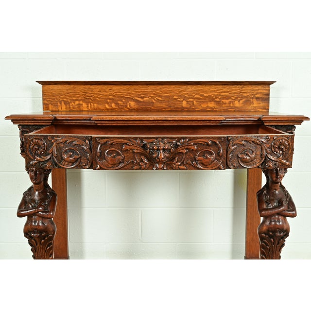 Wood R. J. Horner Style Antique Victorian Carved Oak Sideboard or Buffet Server, Circa 1890s For Sale - Image 7 of 16