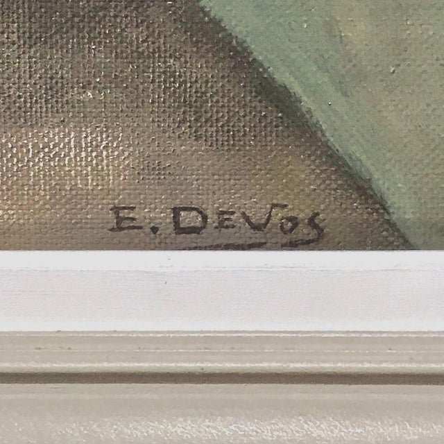 Antique Hand-Painted Still Life Oil on Canvas, Cherry Blossoms by E. Devos in Original Frame For Sale - Image 11 of 14