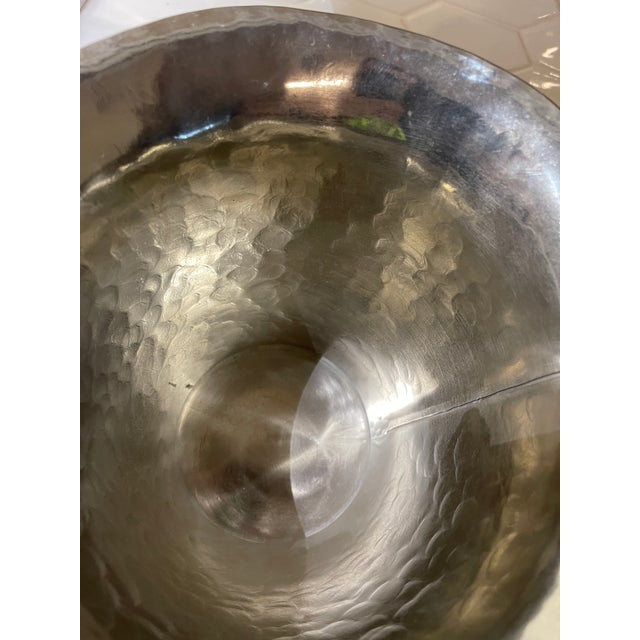 Vintage Jean Goardere Hammered Pewter Champagne Cooler or Ice Bucket For Sale - Image 4 of 5