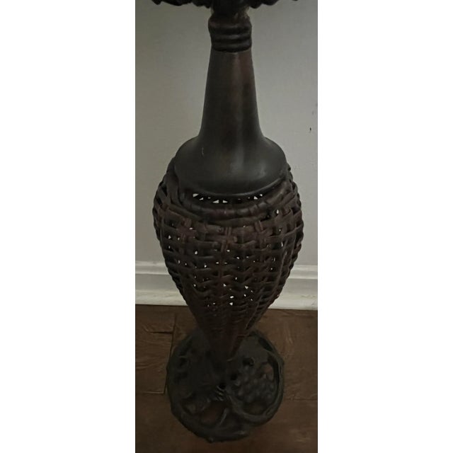 Mid 20th Century Rustic Victorian Mid-Century Wicker and Wrought Iron Vase Stand For Sale - Image 5 of 13