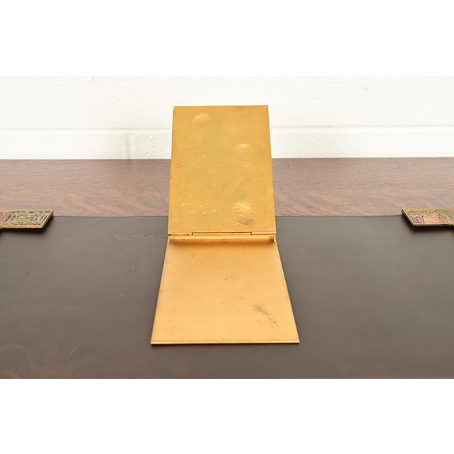 Tiffany Studios New York Bookmark Pattern Bronze Doré and Enamel Notepad Holder For Sale - Image 9 of 14