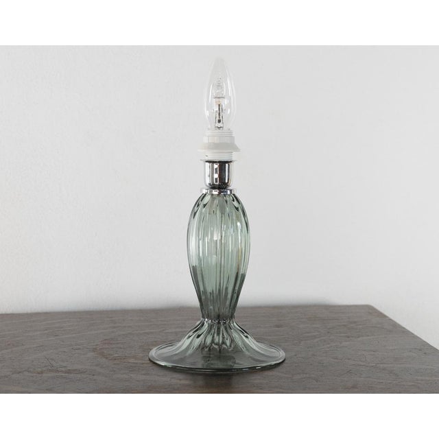 Glass Murano Glass Table Lamp in Green Color, Italy, 1980s For Sale - Image 7 of 14