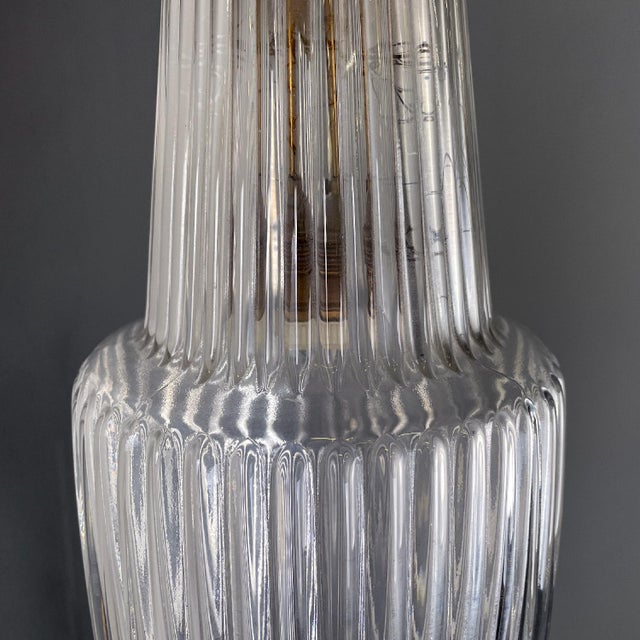 Gold Mid-Century Modern Italian Golden Plastic and Fluted Glass Ceiling Lamp, 1950s For Sale - Image 8 of 14