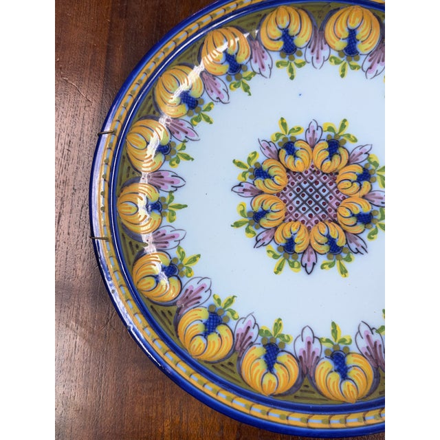 Portuguese Hand Painted Ceramic Wall Plate For Sale In San Francisco - Image 6 of 12