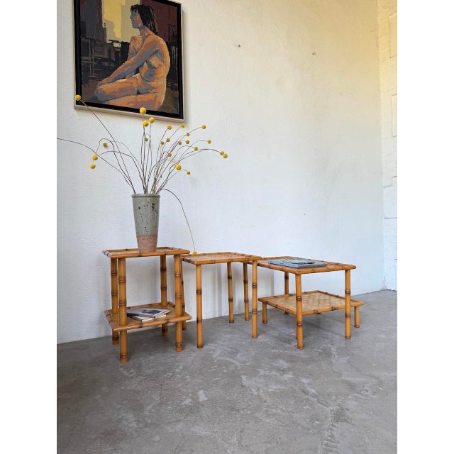 Nesting Tables in Rattan and Wicker, 1970, Set of 4 For Sale - Image 9 of 18