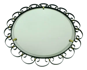 Mid-Century Modern Wall Mirror with Lighting and Iron Frame from Hillebrand Lighting, 1960s