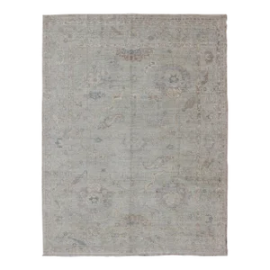 Angora Oushak Turkish Rug by Keivan Woven Arts, Light Blue & Cream, 8'9 X 10'8