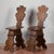 Pair of rustic solid wood stool chairs in renaissance style made in the 20th century measures 30.5 x 47 x h 98 x h seat 51...