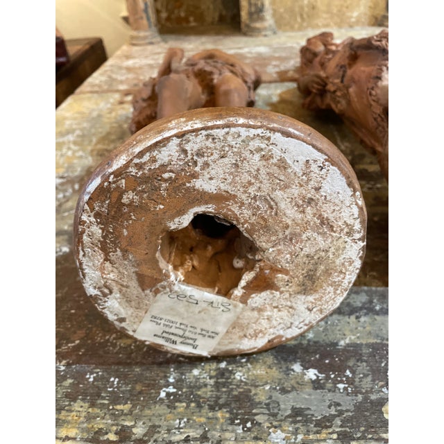 Terra Cotta Pair of French Neoclassical Terracotta Statues For Sale - Image 8 of 9