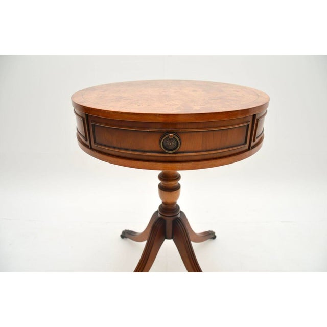 Wood Regency Style Burr Walnut Drum Table, 1930s For Sale - Image 7 of 9