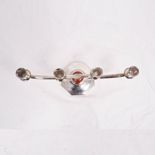Silver Art Deco Four-Arm Silver-Plated Candleholders by Just Andersen for Gab, 1930, Set of 2 For Sale - Image 8 of 11