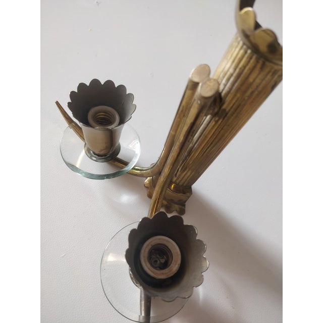 Brass Wall Lamps with Cut Glass, Italy, 1950s, Set of 2 For Sale - Image 3 of 17