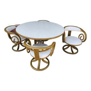 Vintage Dining Table With 4 Swivel Chairs For Sale