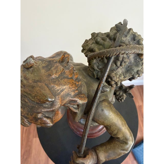 Brown Antique French Vendangeur Spelter Sculpture After Moreau For Sale - Image 8 of 13