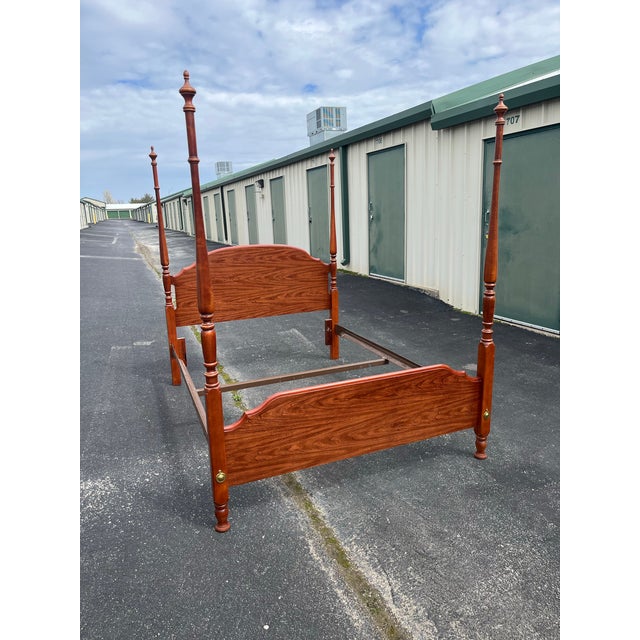 Broyhill Queen SIze Broyhill Cherry Four Poster Bed Frame For Sale - Image 4 of 12