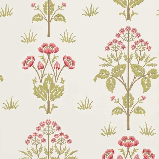 Morris & Co Meadow Street Wallpaper in Rose/Olive For Sale