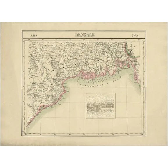 Antique Map of Bengal, 1825 For Sale