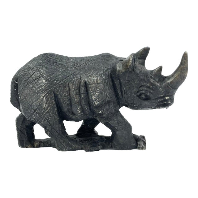 Early 20th Century Shona Metal Rhino Sculpture For Sale