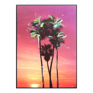 Palms 2-Dusktime in l.a. - Large Vibrant Colorful Sunset Landscape Painting Original Artwork by Pete Kasprzak