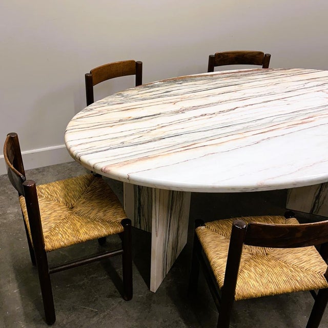 Large Italian Sculptural Stone Oval Arabescato Rosso Marble Dining Table, 1970s For Sale - Image 4 of 16