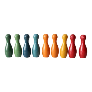Vintage Colorful Wooden Skittles Tabletop Bowling Game