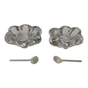 Daum Salt & Pepper Serving Dishes, Crystal Seasoning Serving Dishes by Daum
