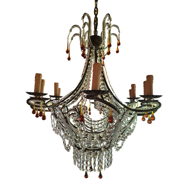 1940s Bagues Style Multi Tier French Chandelier For Sale