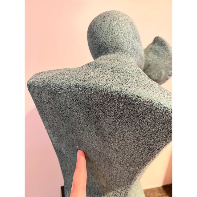 1980s Postmodern Memphis Figurative Teal Couple Sculpture For Sale - Image 4 of 12