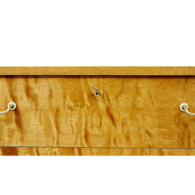 Mid-Century Scandinavian Tiger Birch Chest of Drawers, 1950 For Sale - Image 9 of 10