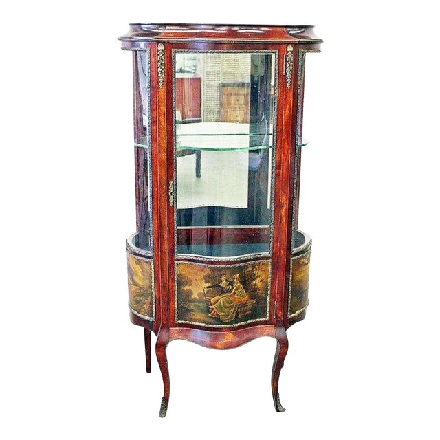 1920s Antique Italian Curved Glass Curio Cabinet | Chairish