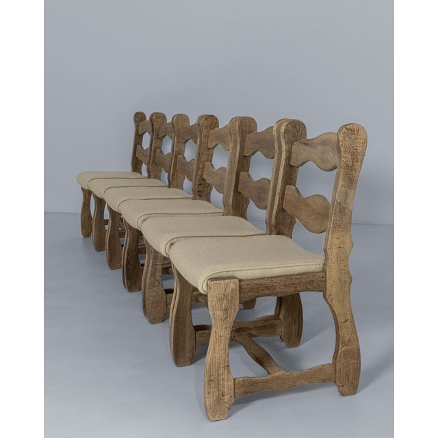 1970s French Oak Dining Chairs With Upholstered Seats - Set of 6 For Sale - Image 14 of 18