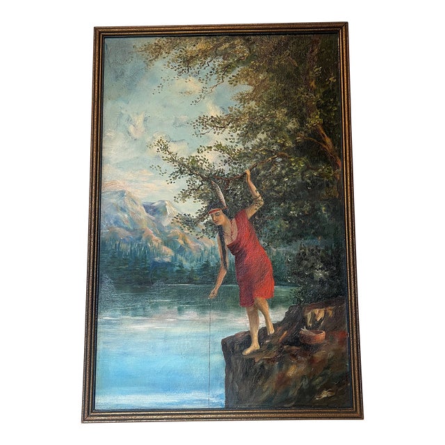 Vintage Signed Framed Scenic 1921 Painting For Sale
