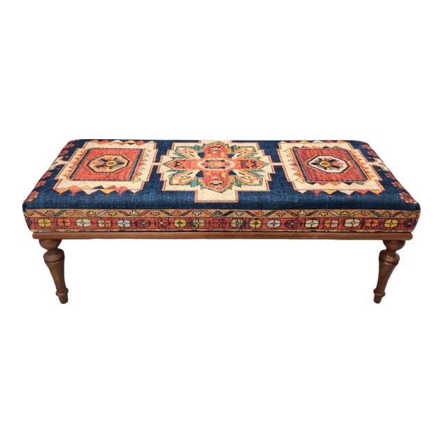 Blue Rug Upholstered Ottoman Bench Chairish