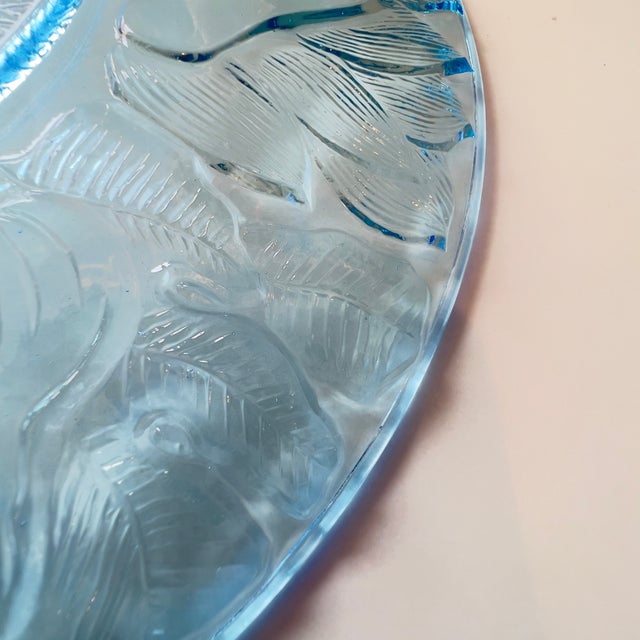 Kig Vintage 10.5" Blue Pressed Glass Grapes and Leaves Tableware Dinner Plates, Set of 7 For Sale - Image 4 of 11