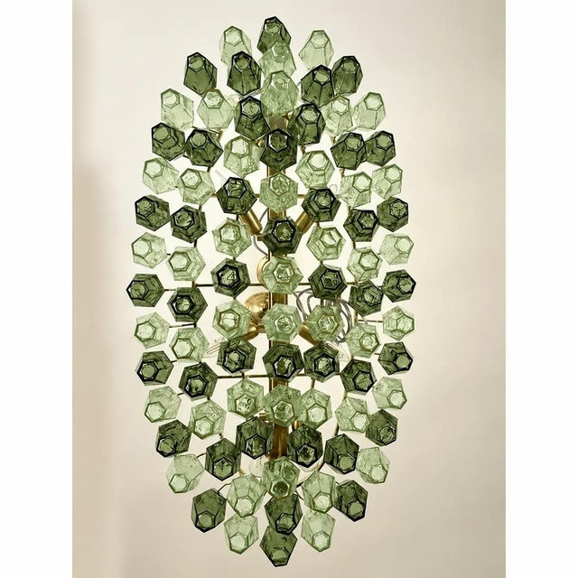 Light and Dark Green Poliedri Murano Glass Chandelier by Simoeng for Simoeng For Sale - Image 6 of 12