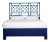 Lattice Back Bed Queen - Navy Blue For Sale