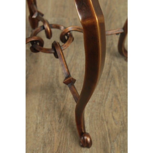 Regency Style Round Faux Tessellated Horn Iron Base Side Table For Sale - Image 12 of 13