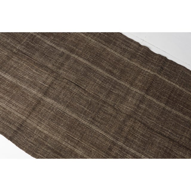 Brown & Tan Striped Wool Rug For Sale - Image 6 of 10