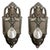 Pair of early art deco machined aluminum wall sconces with graceful curves and geometric lines with a floral motifs in the...