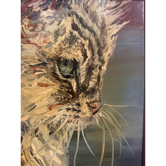 Contemporary Expressionist Original Oil Painting of a Cat For Sale - Image 3 of 6