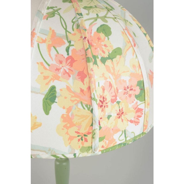 1960s Table Lamp with Turned Wooden Base and Floral Shade by Josef Frank for Svenskt Tenn, 1960s For Sale - Image 5 of 8