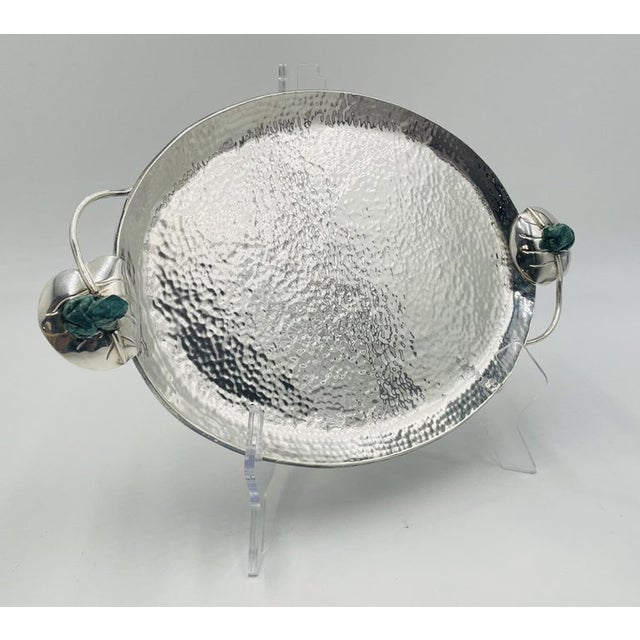 1980s Emilia Castillo Silver Plated & Malachite Tea Service Set, Mexican Modernism - Set of 4 For Sale - Image 10 of 18